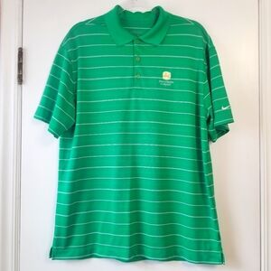 NIKE GOLF John Deere Golf Classic Green White Stripe Polo Shirt Large